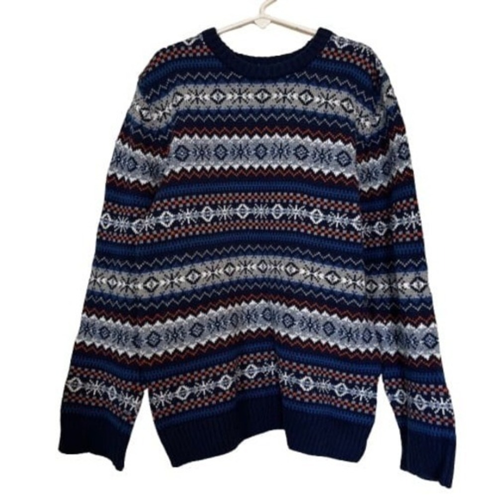 Gymboree Sweater Boys 7/8 Blue White Print Long Sleeve
